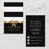 Carte De Visite Gold Bow| Icônes professionnelles des médias socia (Devant / Derrière)