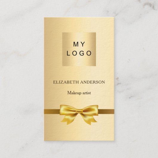 Carte De Visite Gold bow logo Qr code social media premium (Devant)