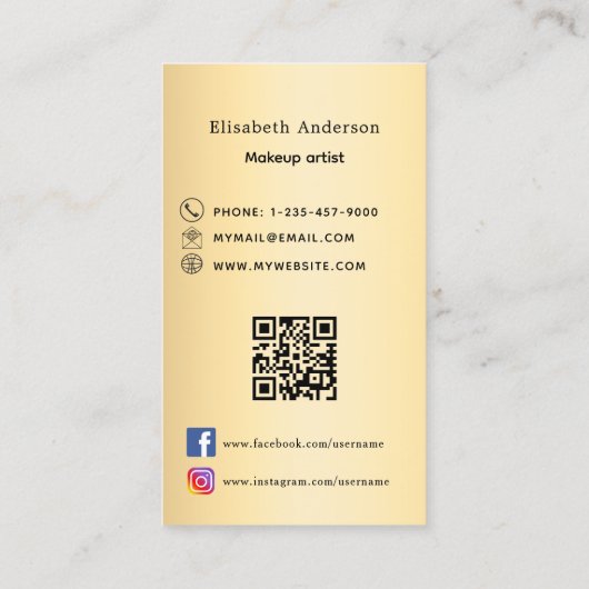Carte De Visite Gold bow Qr code médias sociaux (Dos)