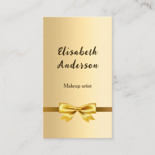 Carte De Visite Gold bow Qr code médias sociaux (Devant)