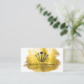 Carte De Visite Gold Brush Paint Stroke | Make Up Brushes (Debout devant)