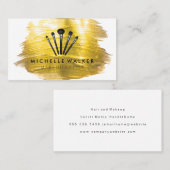 Carte De Visite Gold Brush Paint Stroke | Make Up Brushes (Devant / Derrière)