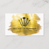 Carte De Visite Gold Brush Paint Stroke | Make Up Brushes (Devant)