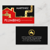 Carte De Visite Gold Building Pipe Frame Plumber Service (Devant / Derrière)