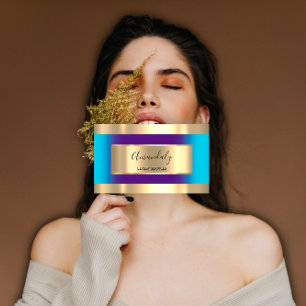 Carte De Visite Gold Cadre Professionnel Purple Ocean Blue Modern