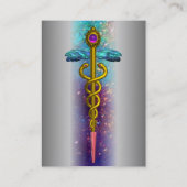 Carte De Visite GOLD CADUCEUS, DOCTEUR SERVICE MÉDICALE Métal Gris (Dos)