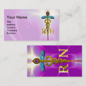 Carte De Visite GOLD CADUCEUS INSCRIT INFIRMIER SYMBOLE rose Fuchs (Devant / Derrière)