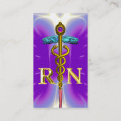 Carte De Visite GOLD CADUCEUS SYMBOLE INFIRMIER INSCRIT Purple Blu (Dos)