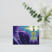 Carte De Visite GOLD CADUCEUS SYMBOLE INFIRMIER INSCRIT Purple Blu (Debout devant)