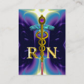 Carte De Visite GOLD CADUCEUS SYMBOLE INFIRMIER INSCRIT Purple Blu (Dos)