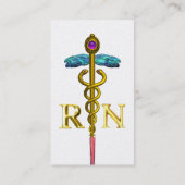 Carte De Visite GOLD CADUCEUS SYMBOLE INFIRMIER INSCRIT White Pear (Dos)