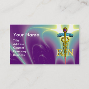 Carte De Visite GOLD CADUCEUS SYMBOLE INFIRMIÈRE ENREGISTRÉ Purple