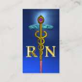 Carte De Visite GOLD CADUCEUS SYMBOLE INFIRMIÈRE INSCRIT Bleu (Dos)