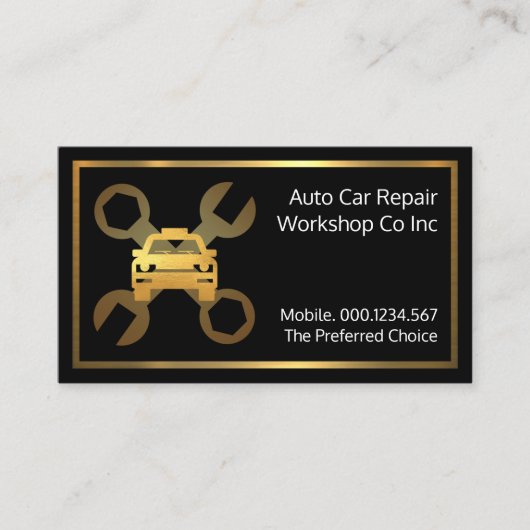 Carte De Visite Gold Car Spanner Set Mechanical Repair (Devant)