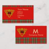 CARTE DE VISITE GOLD CELTIC COEUR, RUBY, ROUGE VERT ÉCOSSE TARTAN (Devant / Derrière)