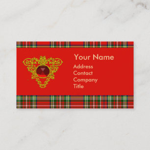 CARTE DE VISITE GOLD CELTIC COEUR, RUBY, ROUGE VERT ÉCOSSE TARTAN