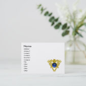 CARTE DE VISITE GOLD CELTIC HEART JEWEL BLUE SAPPHIRE GEMSTONE (Debout devant)
