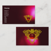 Carte De Visite GOLD CELTIC HEART JEWEL Red Ruby Gemstone, Bourgog (Devant / Derrière)