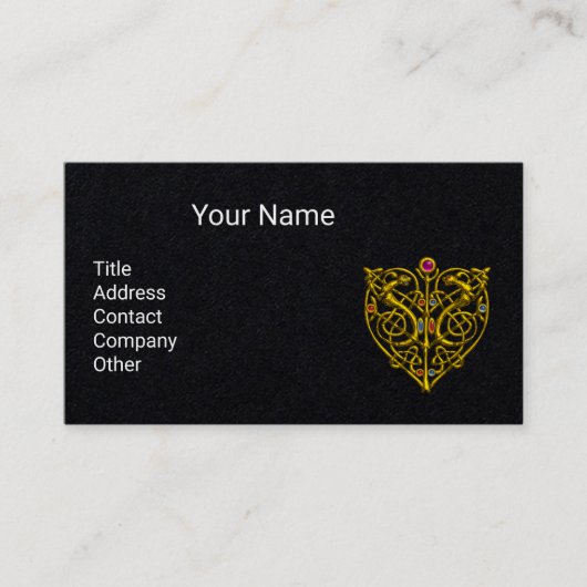 Carte De Visite GOLD CELTIC KNOT HYPER VALENTINE COEUR Noir (Devant)