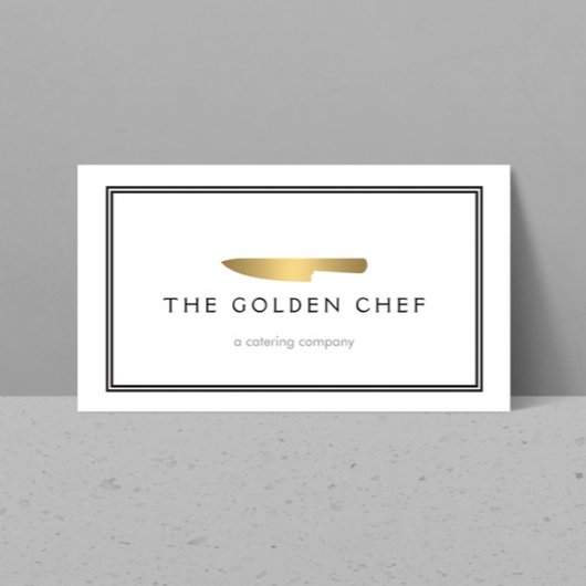 Carte De Visite Gold Chef's Knife Logo pour la restauration, Resta