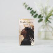 Carte De Visite Gold Chic Afro American Braids Braiding QR Code (Debout devant)