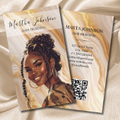 Carte De Visite Gold Chic Afro American Braids Braiding QR Code