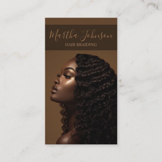 Carte De Visite Gold Chic Afro American Braids Braiding QR Code (Devant)