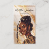 Carte De Visite Gold Chic Afro American Braids Braiding QR Code (Devant)