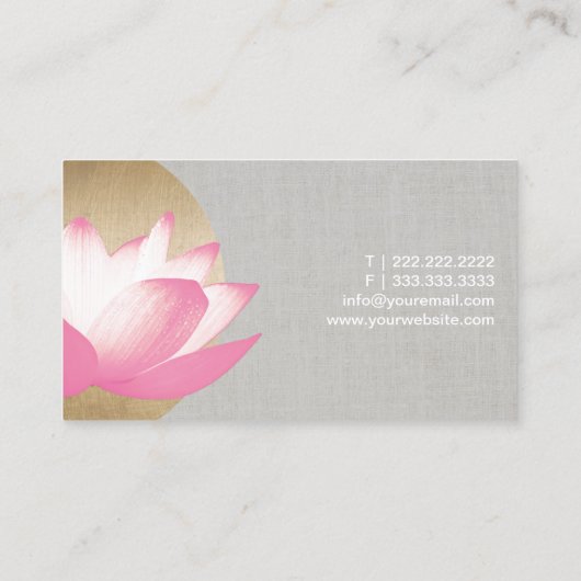 Carte De Visite Gold Circle Lotus Faux Linge Salon & Spa (Dos)