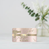 Carte De Visite Gold Confetti, Ciseaux, Sèche-cheveux Rose Or (Debout devant)