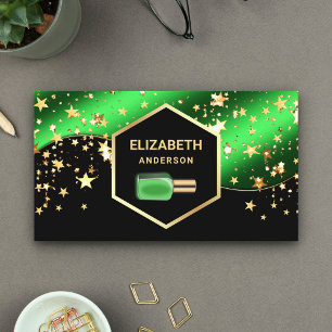 Carte De Visite Gold Confetti Lime Green Nail Polonais Manicuriste