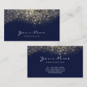 Carte De Visite Gold Confetti Parties scintillant maquillage Blue (Devant / Derrière)