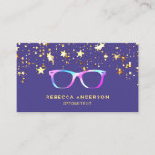 Carte De Visite Gold Confetti Purple Rainbow Lunettes d'oeil Optic (Devant)