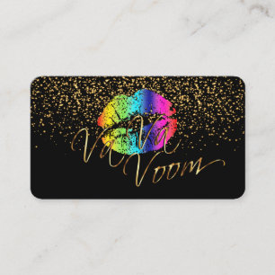 Carte De Visite Gold Confetti & Rainbow Lips - Artiste de maquilla