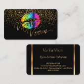 Carte De Visite Gold Confetti & Rainbow Lips - Artiste de maquilla (Devant / Derrière)