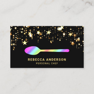 Carte De Visite Gold Confetti Rainbow Spoon Caton Chef personnel