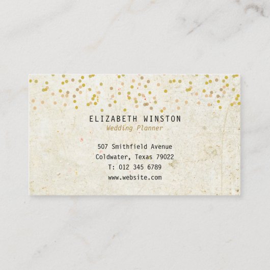 Carte De Visite Gold Confetti Rustique Boho (Dos)