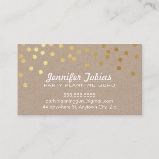Carte De Visite GOLD CONFETTI SPOT motif moderne bold blanc kraft (Devant)