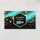 Carte De Visite Gold Confetti Turquoise Blue Nail Polonais Manicur (Devant)