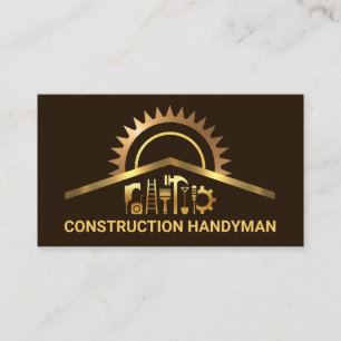 Carte De Visite Gold Construction Handyman Outils Rénovation