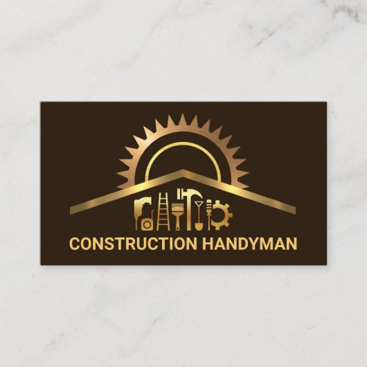 Carte De Visite Gold Construction Handyman Outils Rénovation (Devant)