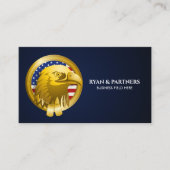 Carte De Visite Gold Crest Eagle Emblem USA Flag | Dark Blue (Devant)