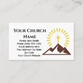 Carte De Visite Gold Cross Sunburst Logo Pasteur de l'église (Devant)