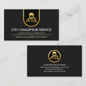 Carte De Visite Gold Curved Border Line Chauffeur (Devant / Derrière)