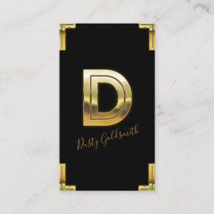 Carte de visite Gold D initiale et bordures