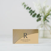 Carte De Visite Gold Design, Name & Monogram, QR code (Debout devant)