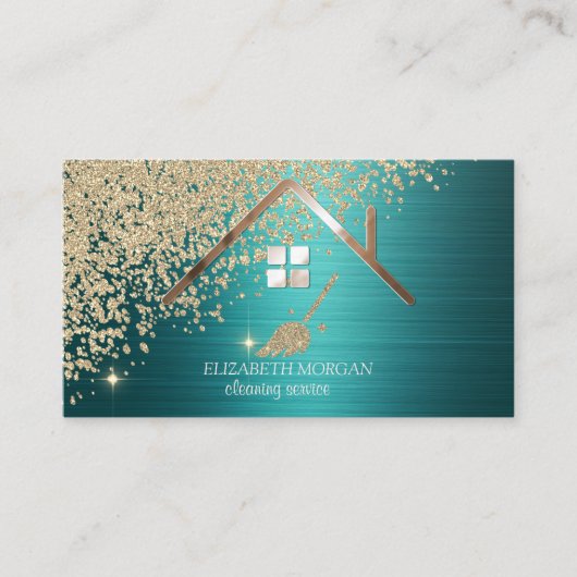 Carte De Visite Gold Diamonds Broom House Green Metallic (Devant)