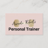 Carte De Visite Gold Dumbbell Blush Pink Fitness Personal Trainer (Devant)