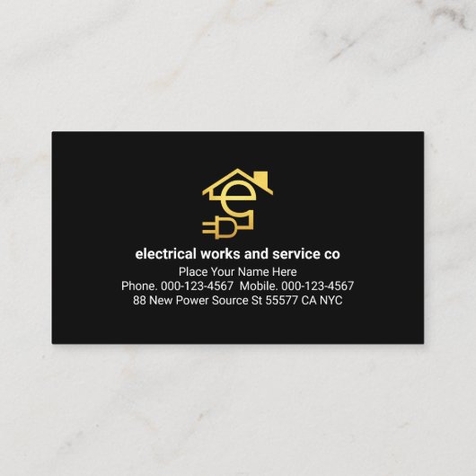 Carte De Visite Gold Electric Wire Circuit Powers Up (Dos)