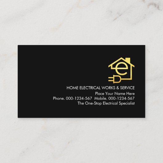 Carte De Visite Gold Electrical Power Plug Supply (Dos)